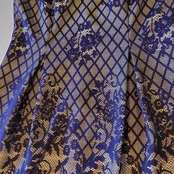 NWOT J Howard Sleevless White Dress with Blue Lace Overlay Sz16 - Picture 16 of 17